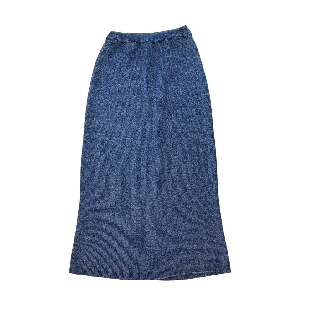Lands’ End Vintage Navy Blue Thick Cotton Ribbed Knit Fall Sweater Maxi Skirt